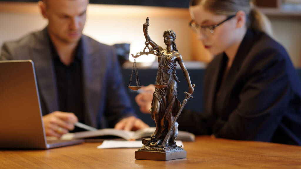 stock photo lawyer meets new client young male lawyer suit sits office
